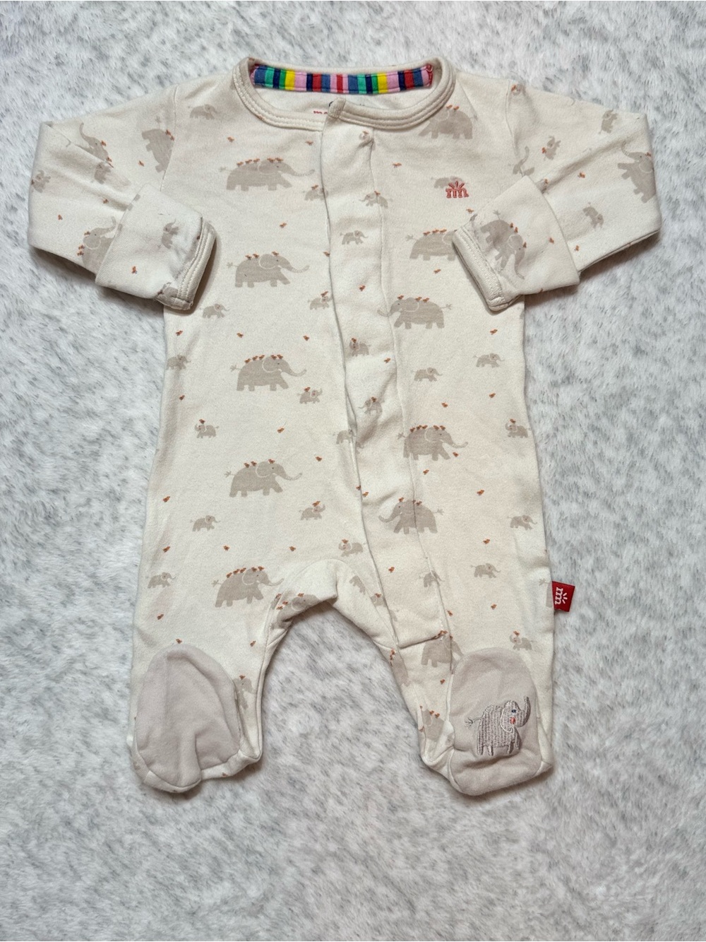 Magnetic Me Elephant Footie Sleeper Newborn Baby Cotton Ivory Neutral